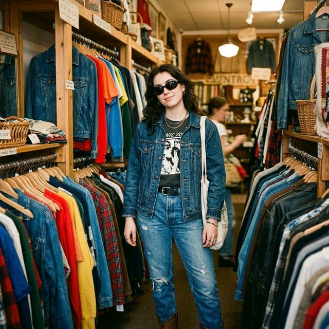 Vintage fashion resale with AI model photography